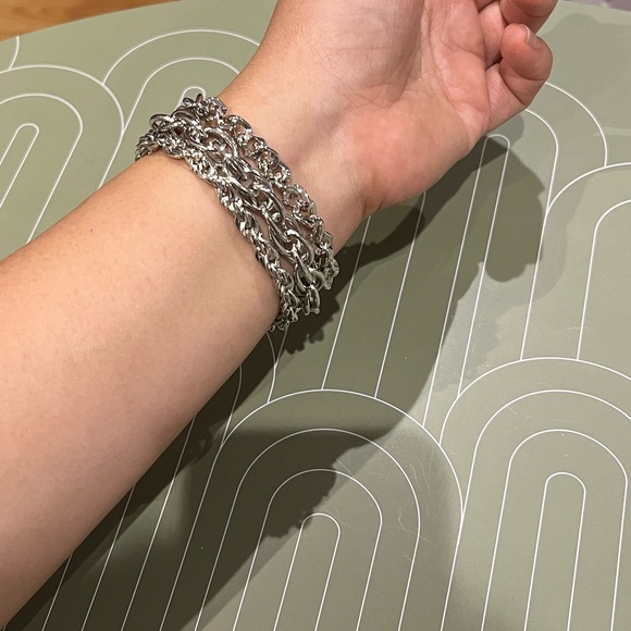 Vintage Silver Chunky Chain Rope Bracelet Electroplated Costume Jewelry Unisex - Picture 5 of 7